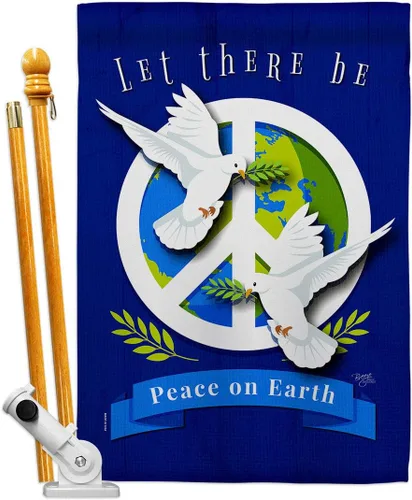 Vista 8 de Peace on Earth Garden House Flags Set Sweet Life Support Environmental Protection Small Decorative Gift Yard Banner Double-Sided Made In USA 28 X 40