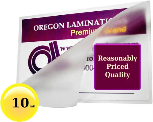 Vista 4 de Cantidad 200 10 Mil Badge Card ID Laminating Pouches 2-9/16 x 3-3/4 Hot Laminator Sleeves Heat for Clear Glossy Finish, With Carriers, Round