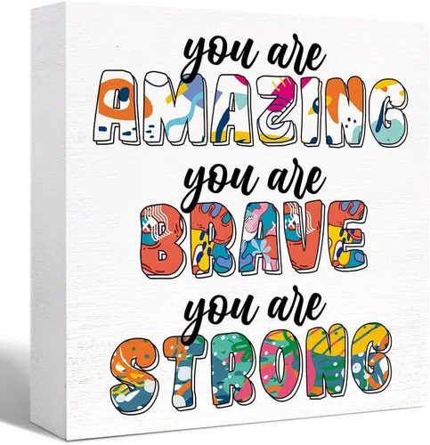 Vista 17 de Letrero inspirador de madera con texto en inglés «You Are Capable Of Amazing Things» («You Are Capable Of Amazing Things»)