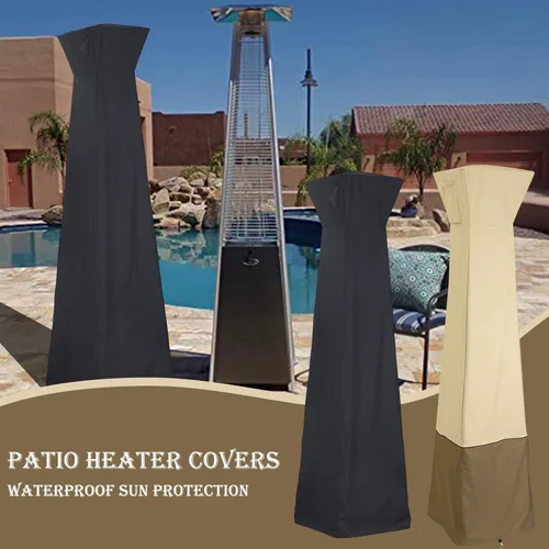 Vista 9 de Pyramid Torch - Cubierta cuadrada para calentador de patio, resistente al agua, 420D Oxford, para calentador de propano, con cierre cremallera