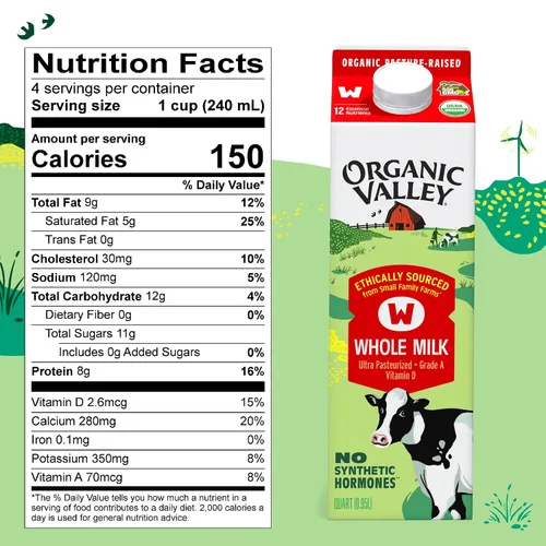 Vista 9 de Organic Valley Leche entera orgánica, 32 oz