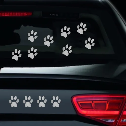 Vista 9 de Juego de 12 calcomanías de vinilo con estampado de patas de perro, calcomanías de vinilo para ventana de coche, laptop, motocicleta, camión