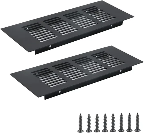 Vista 12 de Geesatis Cubiertas de ventilación para piso, gabinete, pared, techo – Rejilla de aluminio resistente a la oxidación con tornillos, paquete de 2