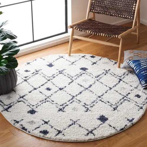 Vista 14 de SAFAVIEH Berber Shag Collection - Tapete para pasillo, 2 pies 2 pulgadas x 9 pies, color crema y azul marino, diseño marroquí, no desprende pelusa