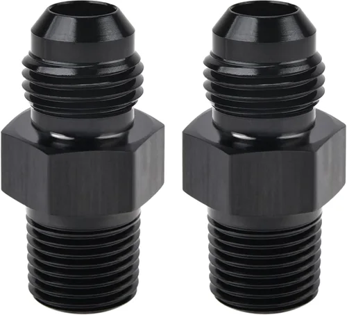 Vista 33 de EVIL ENERGY 3AN macho acampanado a 1/4" NPT tubo adaptador de ajuste de 90 grados aluminio negro 2 piezas