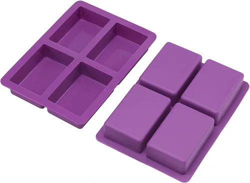 Vista 15 de 6-Cavity Floral Silicone Mold 2-Pack – Flexible DIY Soap, Chocolate, Wax & Resin Mold for Handmade Crafts – Purple & Blue, Non-Stick & Heat Resistant