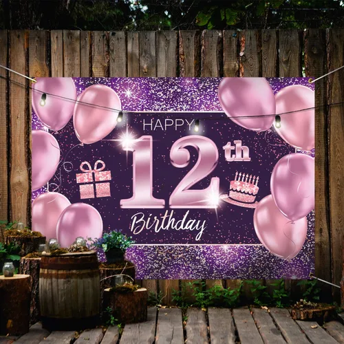 Vista 5 de pancarta grande rosa con texto en inglés “Happy Birthday