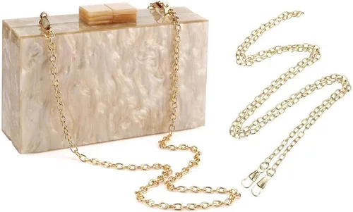 Vista 6 de Bolso de mano y bolso de acrílico para mujer, bolso de noche, bolso cruzado de hombro para fiesta de boda con cadena