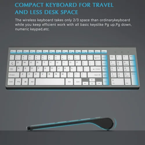 Vista 4 de J JOYACCESS - Teclado y mouse inalámbricos, combo de teclado y mouse inalámbricos delgados y ergonómicos, escritura portátil y cómoda