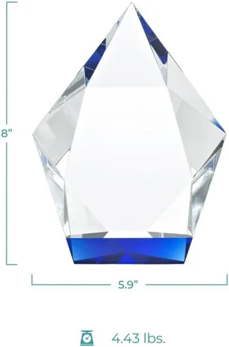Vista 2 de Baudville Trofeo grabado - Cristal - Azul en la base - MultiLocation