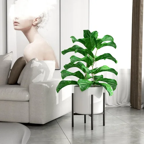 Vista 4 de EKNITEY Soporte ajustable para macetas: soporte de flores moderno para interiores y exteriores, organizador de plantas de metal, soporte para Negro