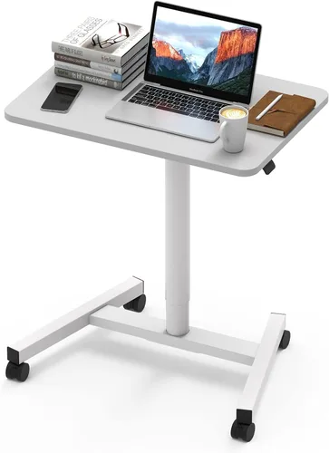Vista 14 de Escritorio móvil de pie de 28 pulgadas, escritorio ajustable para computadora, escritorio de pie portátil con ruedas bloqueables, mesa rodante