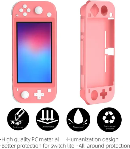 Vista 2 de Switch lite Coral Case, Ergonomic Switch lite Hard Protective Case for Girls