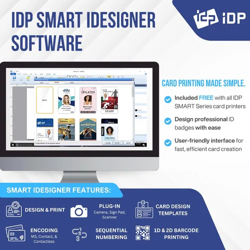 Vista 5 de IDP SMART-31 Series ID Card Duplex Kit de impresora con software, manual y guías - Incluye cinta de color YMCKO de 250 impresiones y 100 tarjetas