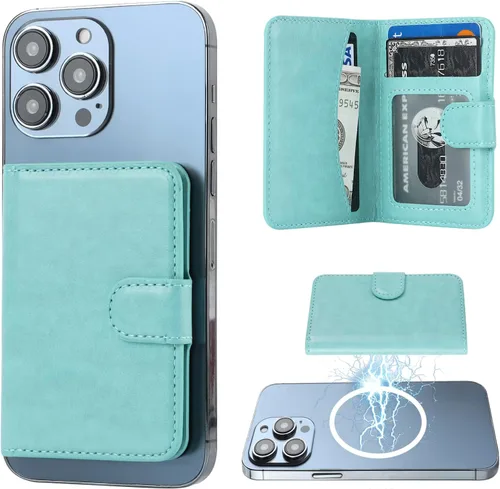 Vista 19 de Bocasal Cartera Magnética para MagSafe, Soporte Magnético para Tarjetas con Bloqueo RFID de Cuero, para iPhone 16/15/14/13/12 Pro/Max/Plus, Cartera