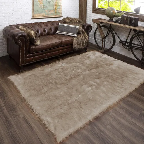 Vista 52 de Latepis - Alfombra rectangular de piel sintética tipo lana de oveja suave y esponjosa de estilo bohemio para sala de estar, dormitorio y residencias