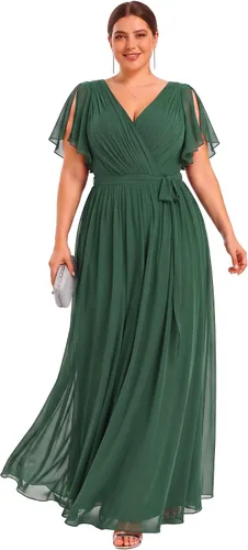 Vista 25 de Ever-Pretty Plus Vestidos de dama de honor formales de gasa para mujer Negro
