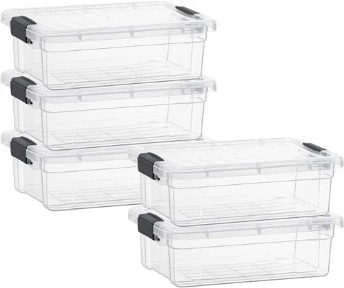 Vista 148 de Superio Mini contenedor de almacenamiento de plástico para crayón, suministros de arte y estuche de costura, organizador pequeño apilable