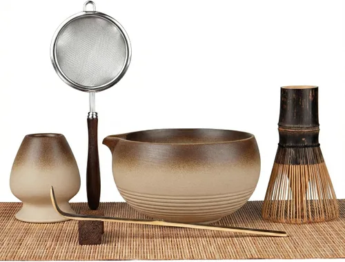 Vista 10 de Matcha Set, 5-Piece Matcha Whisk Set with Bowl & 100-Prong Whisk Beige