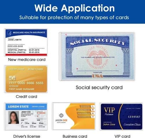 Vista 5 de MaxGear Fundas protectoras para tarjetas de Medicare, fundas de PVC transparente, paquete de 6 12 mil de grosor, resistente al agua, se adapta a