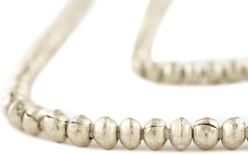 Vista 8 de Cuentas redondas de plata de 0.157 in - Hilo completo de cuentas espaciadoras de metal africano - The Bead Chest