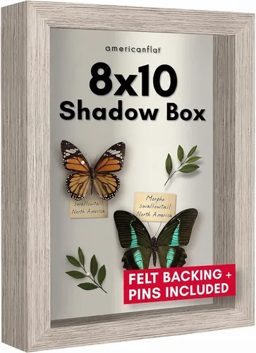 Vista 29 de Americanflat Marco de caja de sombra de 5 x 7 con vidrio inastillable, colección Silhouette - Caja de sombra pequeña para exhibición de mesa y pared