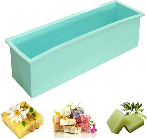 Vista 3 de 2 piezas molde de silicona para jabón rectangular flexible, para hacer velas, jabones caseros, manualidades (Azul)