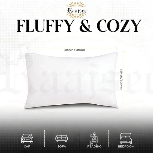 Vista 2 de raajsee Juego de 2 rellenos de almohada de 12 x 20 pulgadas, almohadas alternativas suaves y esponjosas para sofá, formas de almohada de 12 x 20