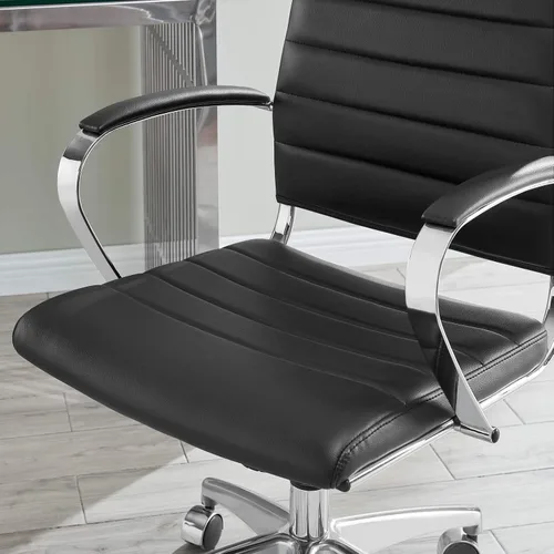Vista 12 de LexMod Jive silla de oficina ejecutiva acanalada respaldo alto, Vinilo, Negro