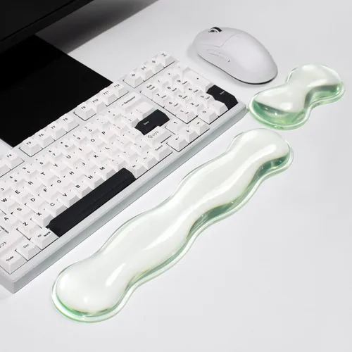 Vista 13 de Alfombrilla para mouse con reposamuñecas, juego de almohadillas de mouse de gel suave con soporte de muñeca de mano, bonitos accesorios