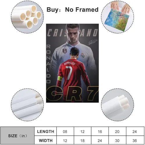 Vista 2 de fhzang Póster de Cristiano Ronaldo 1 póster de lienzo sin marco: 30 x 45 cm (12 x 18 pulgadas)