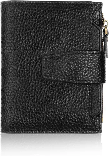 Vista 15 de FT FUNTOR Cartera pequeña para mujer, de piel auténtica, plegable, compacta, con bloqueo RFID, bolsillo con cremallera, ranuras para tarjetas