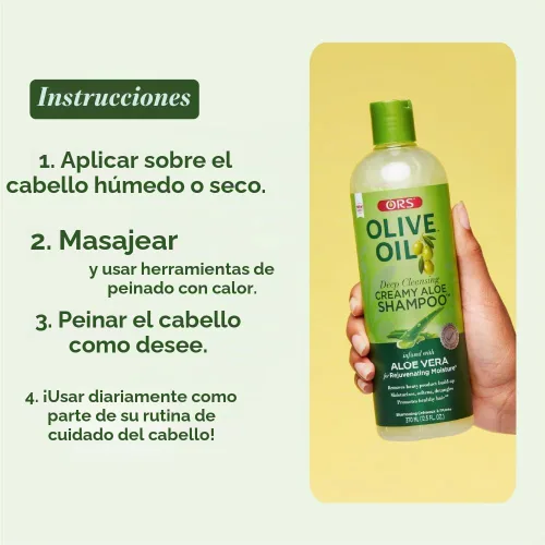 Vista 7 de ORS Champú cremoso de aloe con aceite de oliva con infusión de Aleo Vera 12.5 onzas