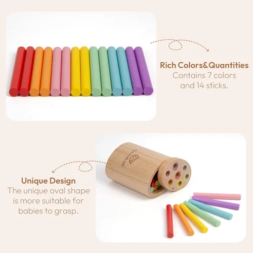 Vista 3 de Woodtoe Juguetes Montessori Sticks para niños de 1 a 3 años, juguetes de 18 meses, juguetes de aprendizaje de clasificación de 7 colores para niños