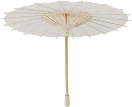 Vista 4 de Honio Kids Paper Parasol Retro Bamboo and Paper for Smooth Opening and Closing Elegant Paper Parasol White