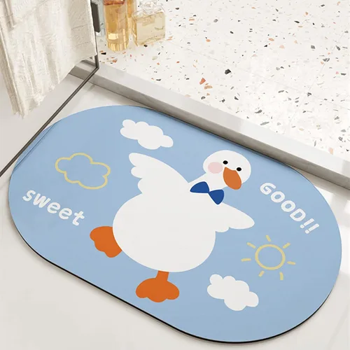 Vista 13 de Tapete de baño súper absorbente, tapete de entrada antideslizante con dibujos animados, cojín de secado rápido para suelo de baño y ducha