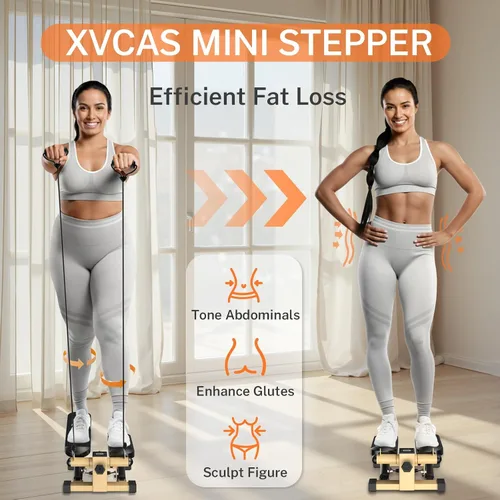 Vista 9 de Mini Stair Stepper with Resistance Bands for Home Exercise Compact Stair Stepper with LCD Monitor, 220 lb Capacity, Smooth Low-Impact Cardio