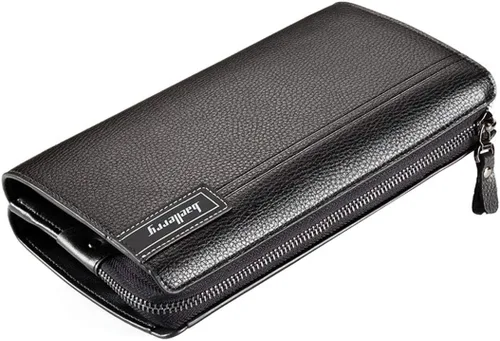 Vista 3 de Cartera larga de cuero para hombre, bolso de mano grande para negocios, tarjetero para teléfono, regalo para hombres, padre, hijo, marido, novio