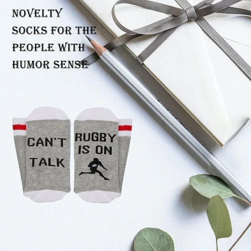 Vista 4 de GJTIM 2 pares de calcetines de rugby Can't Talk Rugby Is On Rugby Player Rugby Entrenador de Rugby Regalo divertido Calcetines de regalo