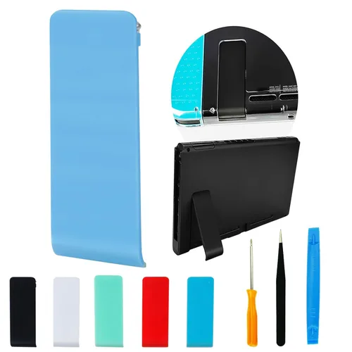 Vista 4 de CTHTBZ 4PCS Replacement Kickstand Bracket Holder for Nintendo Switch, Soft Touch Plastic Back Kick Stand With Repair Tool Kit Part Compatible with