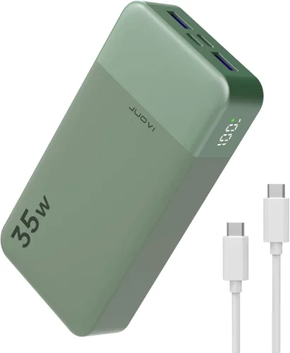 Vista 10 de JUOVI Banco de energía de carga rápida 10000mAh 35W Cargador portátil Paquete de batería pequeño con PD 3.0 y QC 4.0 Tipo-C USB-A Entrada Salida