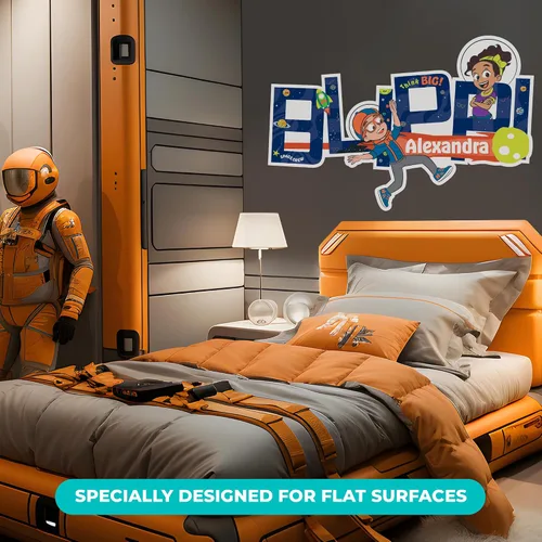 Vista 3 de Nombre personalizado Blippi y Meekah Astronauts Kids Wall Decor I Nombre personalizado para la decoración de la habitación de tu bebé, decoración