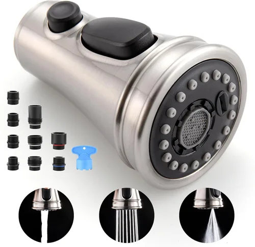 Vista 12 de Reemplazo de cabezal rociador de grifo de cocina, cabezal rociador extraíble con 15 adaptadores, cabezal de grifo de fregadero de cocina de 3