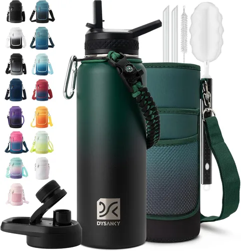 Vista 102 de DYSANKY Botella de agua aislada de 32 onzas, metal al vacío de acero inoxidable grueso, jarra de agua deportiva portátil para gimnasio y senderismo