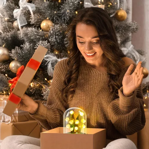 Vista 7 de Hortsun Lirio del Valle Regalos para Mujeres Lámpara de Vidrio Flor de Lirio del Valle para Mujeres Decoración Lámpara para Cumpleaños Aniversario