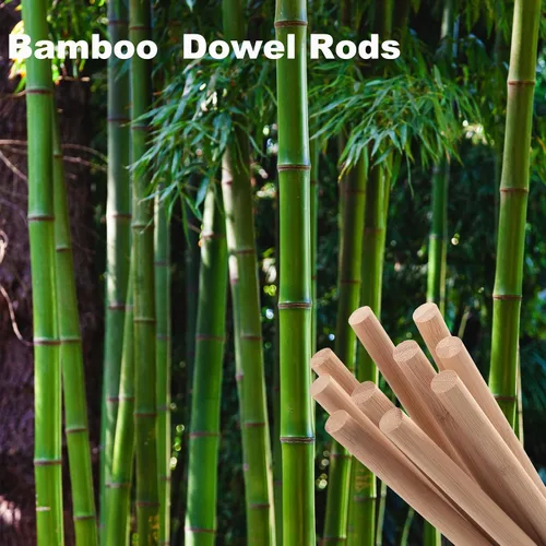 Vista 6 de Clavijas de madera para manualidades, 10 varillas de madera de 1/2 x 12 pulgadas, varillas de bambú redondas naturales para manualidades, tacos