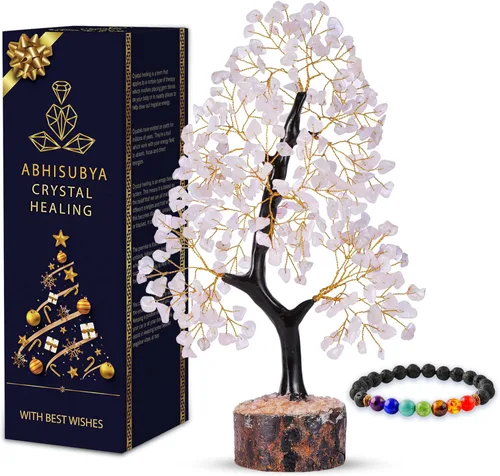 Vista 9 de Cristales de amatista, árbol de cristal, piedras de chakras, árbol de la vida, árbol bonsái, decoración de escritorio, árbol artificial, árbol