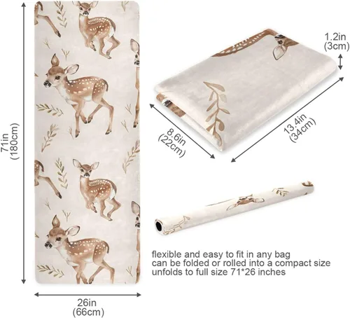 Vista 6 de Deer Yoga Mat Non Slip Thick Kids Eco Friendly Rubber Workout Foldable Yoga Mat Women Exercise