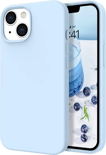 Vista 12 de DOMAVER Funda de silicona líquida para iPhone 14 para mujeres y hombres, cojín de forro de microfibra de goma, funda suave a prueba de golpes