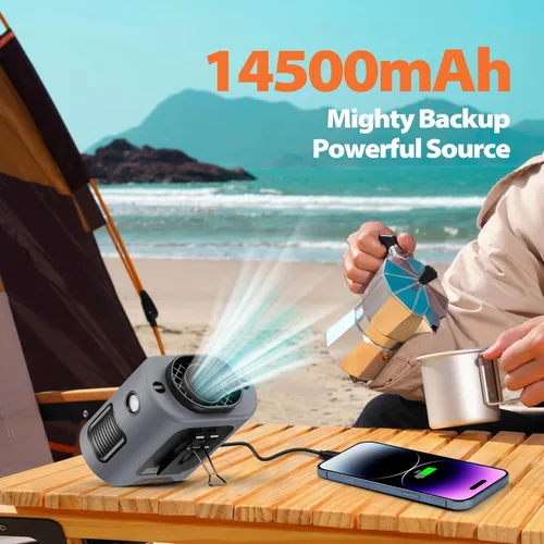 Vista 2 de AddAcc Ventilador de cintura portátil – Batería recargable de 14500 mAh, ventilador de cinturón de enfriamiento de 67 horas, 5 velocidades potentes